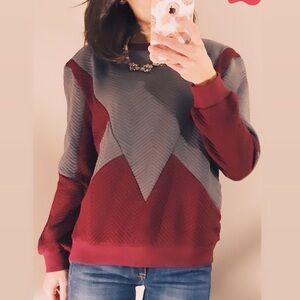 Beulah Wine Quilted Crewneck